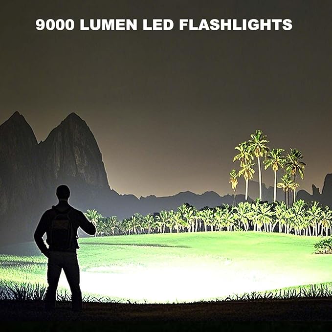 4 Pack Rechargeable LED Flashlights High Lumens, 9000LM Super Bright Flashlight, Adjustable Powerful Flash Light with USB Cable & 5 Modes, Waterproof Handheld Flashlight for Home Camping