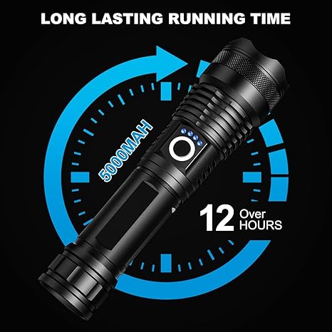 3 Pack Rechargeable LED Flashlights High Lumens, 9000LM Super Bright Flashlight, Adjustable 5 Modes Powerful Flash Light with USB Cable, Waterproof Handheld Flashlight for Home Camping Emergencies